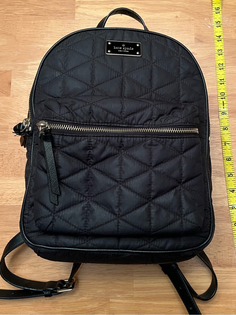 kate spade Black Quilted Mini Backpack with Front Zip